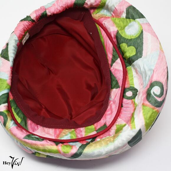 Vintage 60s Bucket Hat Pink Green Mod Go-Go Style Fabric w Curved Brim – Hey Viv - Picture 5 of 9